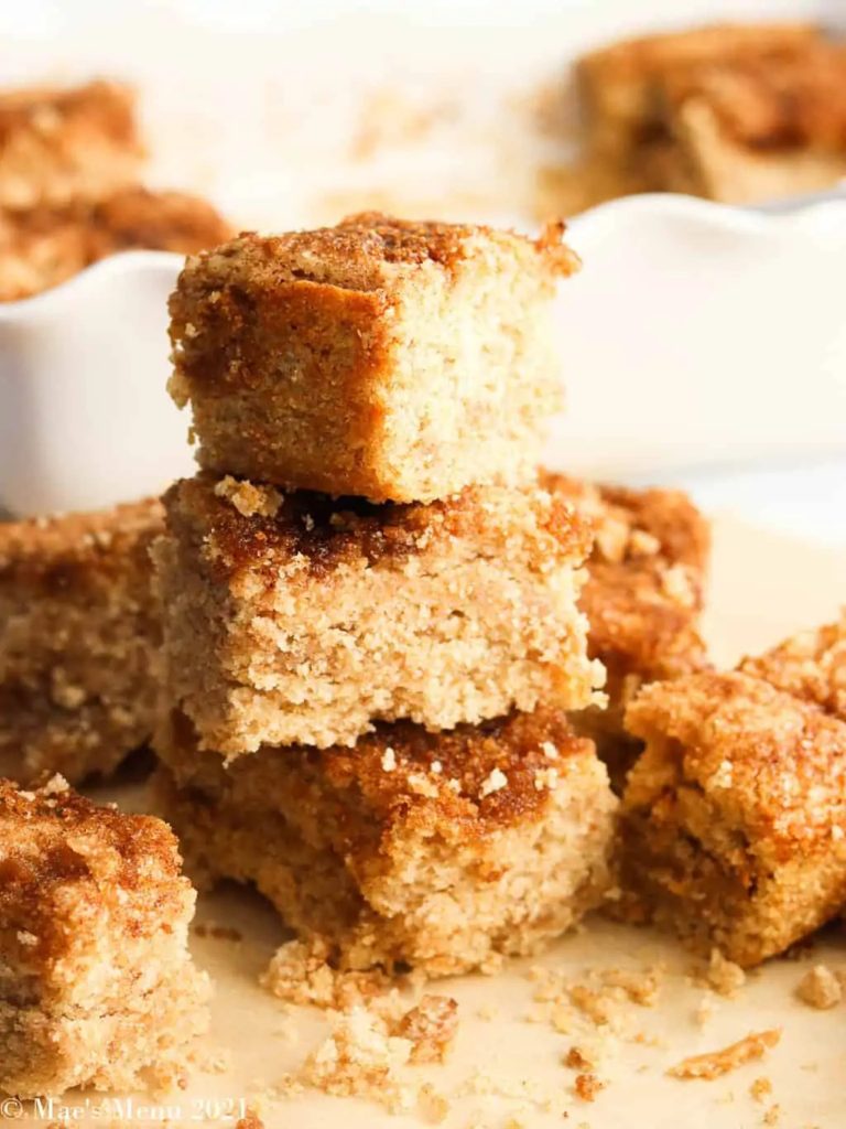 stacked pieces of vegan coffee cake