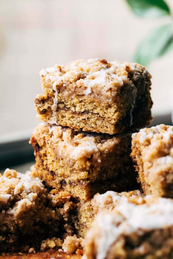 stacks of banana coffee cake