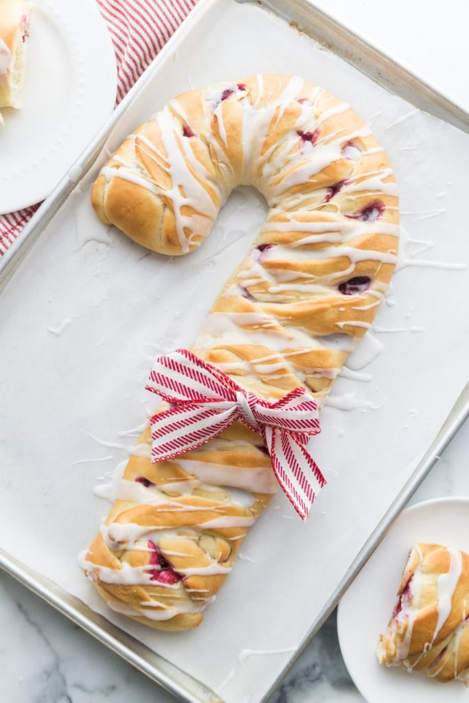 coffee cake with shape of candy cane