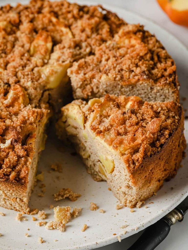 a keto coffee cake with fruit inside