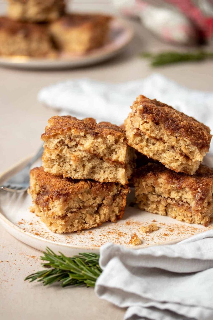stacked slices of vegan coffee cake