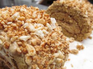 a close up of coffee cake roll