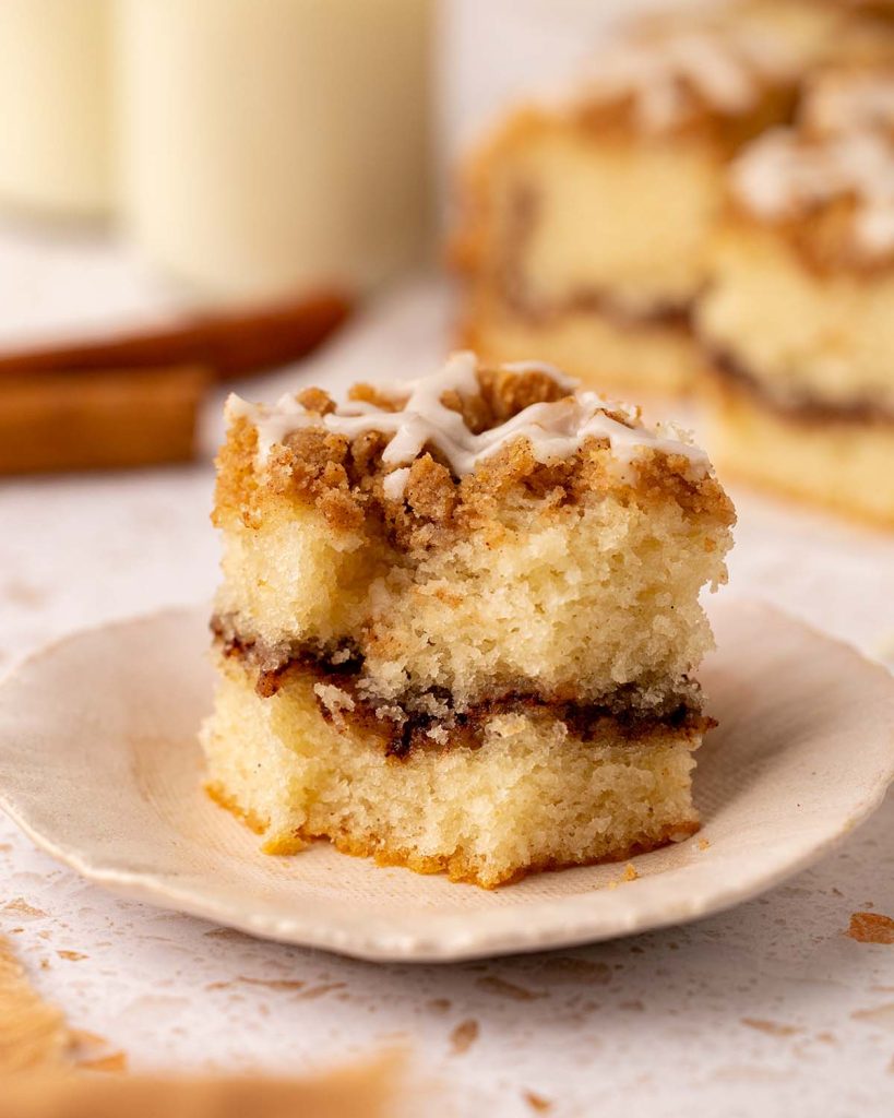 tall slice of vegan coffee cake