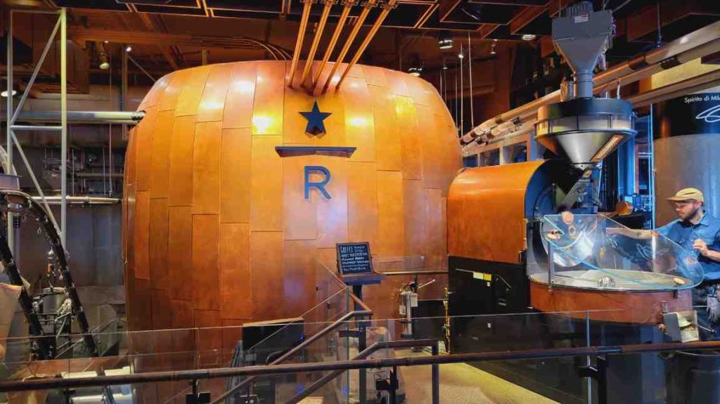Coffee roaster with bean chutes in New York City
