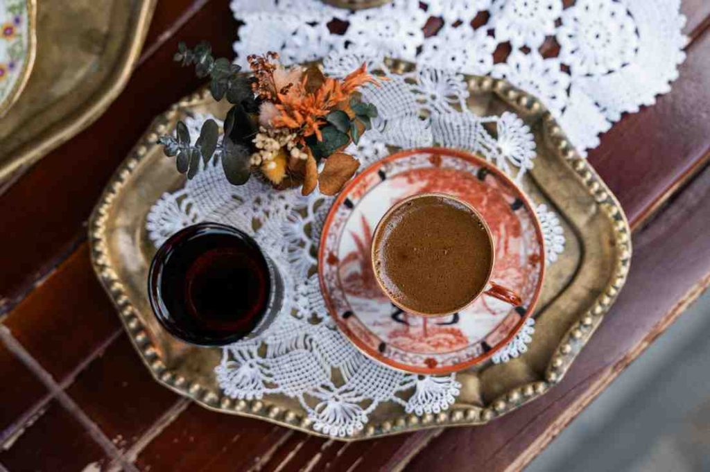 cup of coffee on a tray