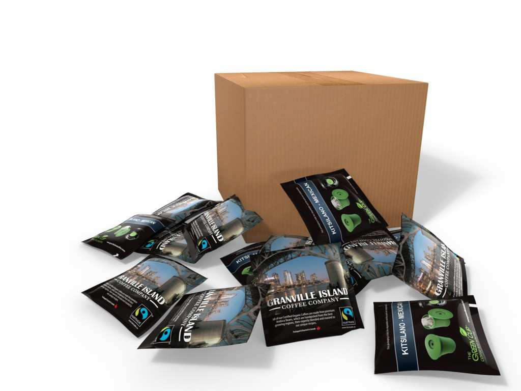 coffee sampler pack with brown box
