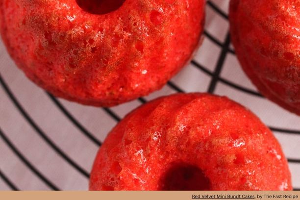 bright red mini bundt cakes