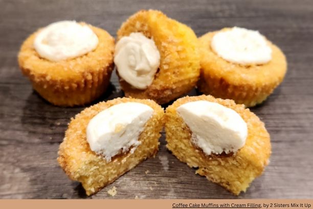 5 mini muffins with a dollop of cream on top