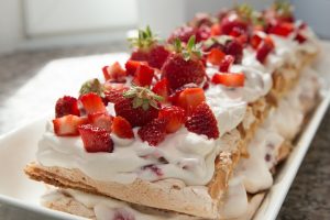 a cake with strawberries on top