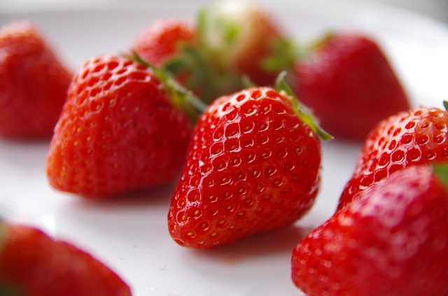 bright strawberries on a plate
