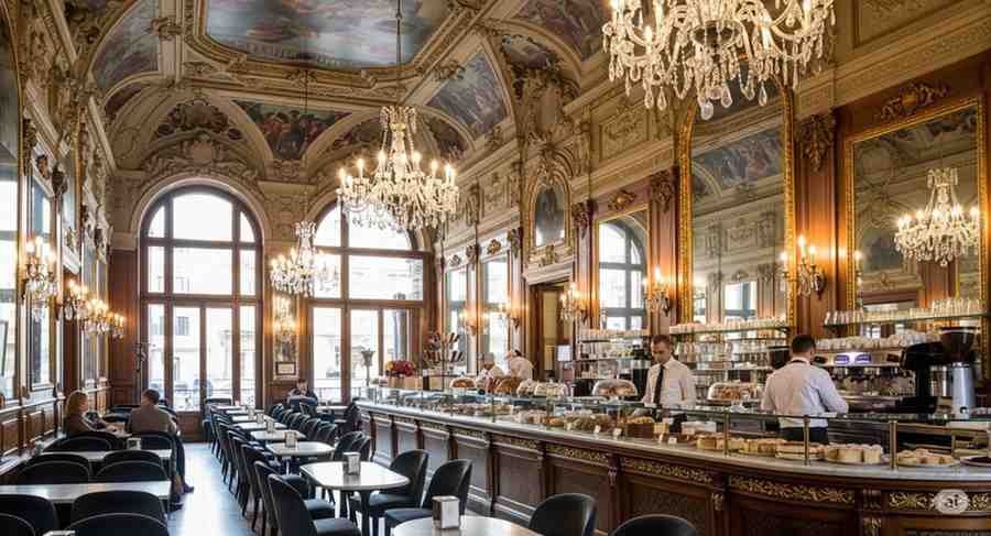 opulent interior of a cafe in turin italy